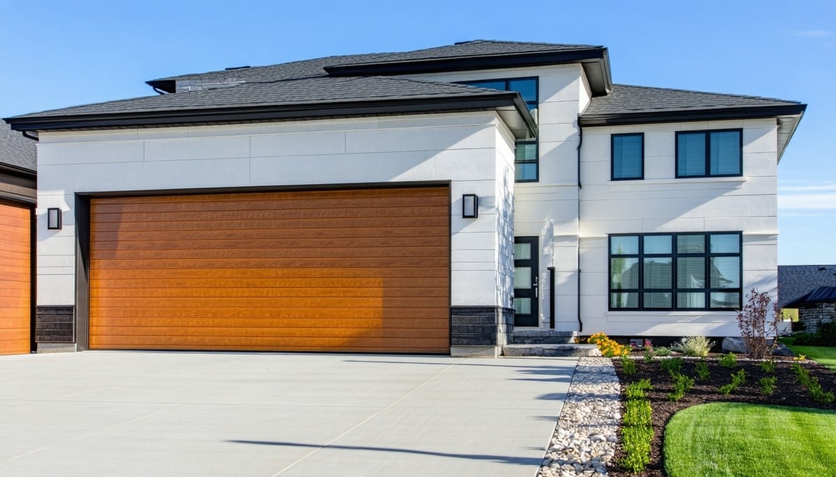 Residential home with a newly installed garage door